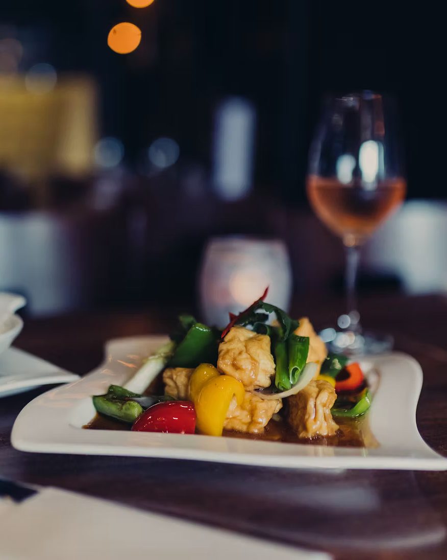 A Thai dish plated at Tom Yam Monton